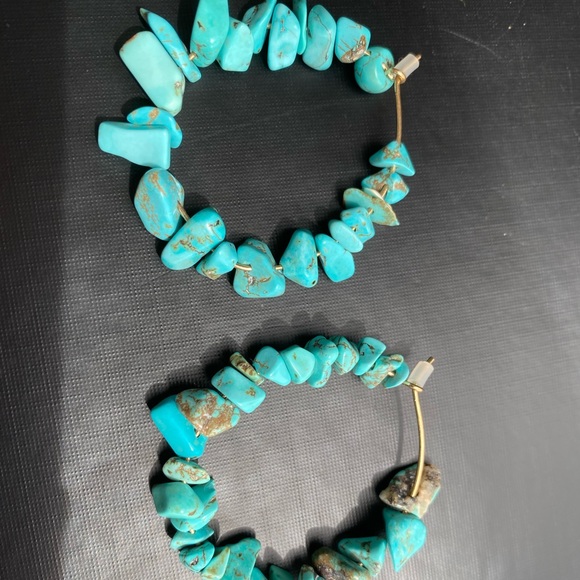 Blue red and brown rock earrings - Picture 2 of 6